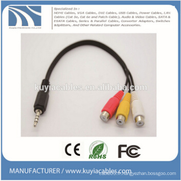 Câble audio stéréo 3,5 mm à 3 fils RCA Câble audio vidéo mâle à femelle 1 à 3